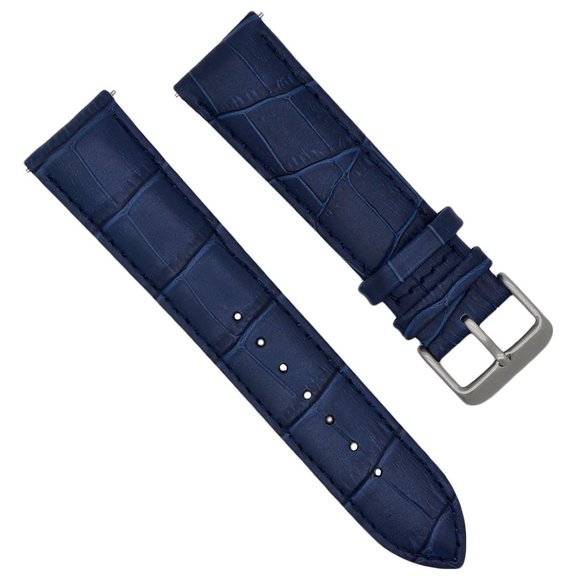 Blue Genuine Leather Replacement Watch Band -Quick Release - 16mm 21mm 24mm - Picture 1 of 5